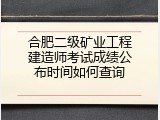 合肥二级矿业工程建造师考试成绩公布时间如何查询