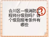 合川区一级消防工程师分级别吗？各个级别报考条件有哪些