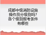 成都中级消防设施操作员分级别吗？各个级别报考条件有哪些