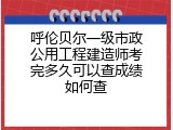 呼伦贝尔一级市政公用工程建造师考完多久可以查成绩如何查