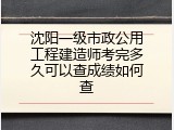 沈阳一级市政公用工程建造师考完多久可以查成绩如何查