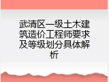 武清区一级土木建筑造价工程师要求及等级划分具体解析