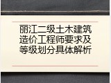 丽江二级土木建筑造价工程师要求及等级划分具体解析