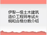 伊犁一级土木建筑造价工程师考试大纲和合格分数介绍