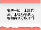 安庆一级土木建筑造价工程师考试大纲和合格分数介绍