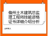 儋州土木建筑总监理工程师技能资格证书详细介绍分析