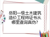 岳阳一级土木建筑造价工程师证书从哪里查询真伪？