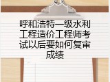 呼和浩特一级水利工程造价工程师考试以后要如何复审成绩