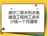 咸宁二级水利水电建造工程师工资多少钱一个月通常