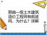 那曲一级土木建筑造价工程师有前途吗，为什么？详解
