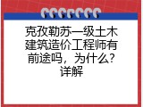 克孜勒苏一级土木建筑造价工程师有前途吗，为什么？详解