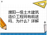 濮阳一级土木建筑造价工程师有前途吗，为什么？详解