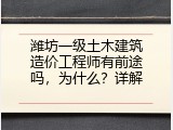 潍坊一级土木建筑造价工程师有前途吗，为什么？详解
