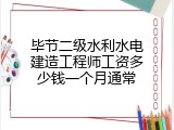 毕节二级水利水电建造工程师工资多少钱一个月通常