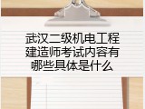 武汉二级机电工程建造师考试内容有哪些具体是什么