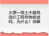 太原一级土木建筑造价工程师有前途吗，为什么？详解