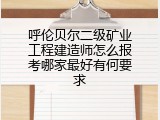 呼伦贝尔二级矿业工程建造师怎么报考哪家最好有何要求