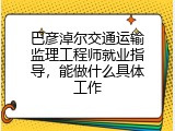 巴彦淖尔交通运输监理工程师就业指导，能做什么具体工作