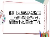 铜川交通运输监理工程师就业指导，能做什么具体工作