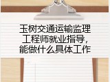 玉树交通运输监理工程师就业指导，能做什么具体工作