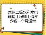 泰州二级水利水电建造工程师工资多少钱一个月通常