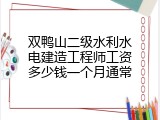 双鸭山二级水利水电建造工程师工资多少钱一个月通常