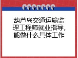 葫芦岛交通运输监理工程师就业指导，能做什么具体工作