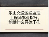 乐山交通运输监理工程师就业指导，能做什么具体工作