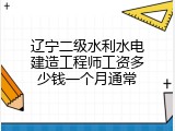 辽宁二级水利水电建造工程师工资多少钱一个月通常
