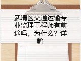 武清区交通运输专业监理工程师有前途吗，为什么？详解