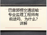 巴音郭楞交通运输专业监理工程师有前途吗，为什么？详解