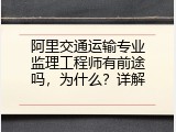 阿里交通运输专业监理工程师有前途吗，为什么？详解