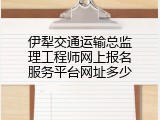 伊犁交通运输总监理工程师网上报名服务平台网址多少