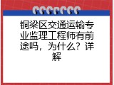 铜梁区交通运输专业监理工程师有前途吗，为什么？详解