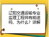 辽阳交通运输专业监理工程师有前途吗，为什么？详解
