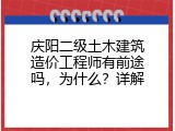 庆阳二级土木建筑造价工程师有前途吗，为什么？详解