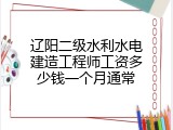 辽阳二级水利水电建造工程师工资多少钱一个月通常