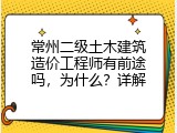 常州二级土木建筑造价工程师有前途吗，为什么？详解