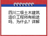 四川二级土木建筑造价工程师有前途吗，为什么？详解