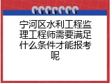 宁河区水利工程监理工程师需要满足什么条件才能报考呢