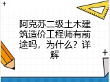 阿克苏二级土木建筑造价工程师有前途吗，为什么？详解