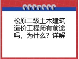 松原二级土木建筑造价工程师有前途吗，为什么？详解