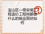 宝山区一级安装工程造价工程师都做什么的就业现状如何