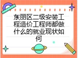 东丽区二级安装工程造价工程师都做什么的就业现状如何