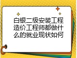 白银二级安装工程造价工程师都做什么的就业现状如何