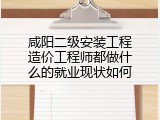 咸阳二级安装工程造价工程师都做什么的就业现状如何