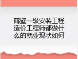 鹤壁一级安装工程造价工程师都做什么的就业现状如何