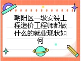 朝阳区一级安装工程造价工程师都做什么的就业现状如何