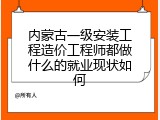 内蒙古一级安装工程造价工程师都做什么的就业现状如何