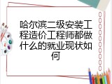 哈尔滨二级安装工程造价工程师都做什么的就业现状如何